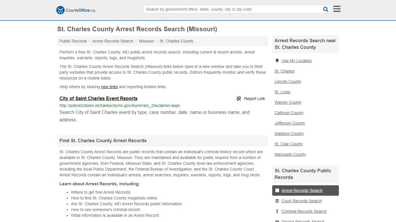 Arrest Records Search - St. Charles County, MO (Arrests ...