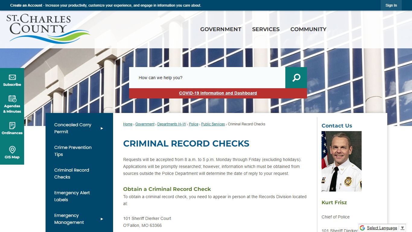 Criminal Record Checks | St Charles County, MO - Official ...